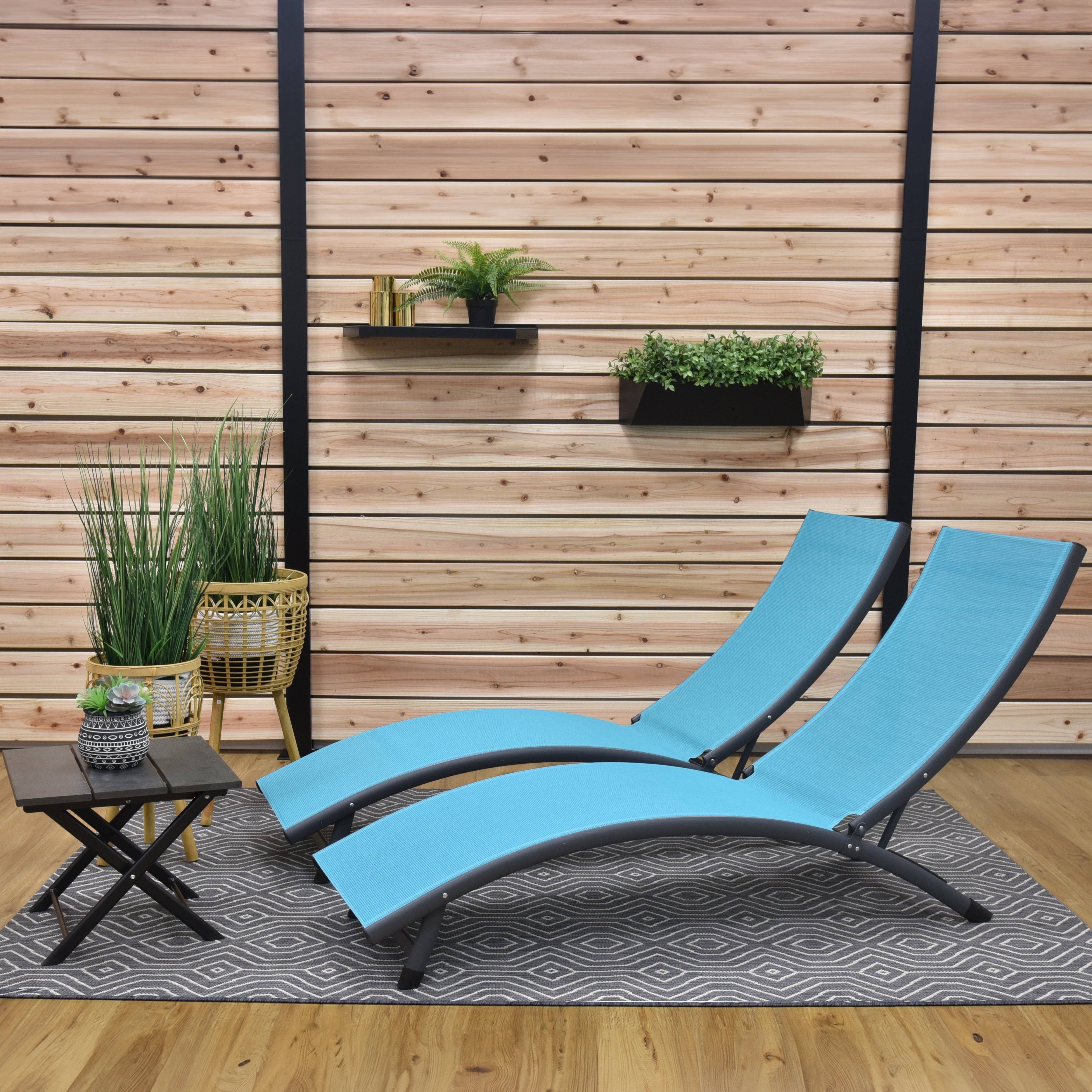 Coral Springs Phifer® & Aluminum Lounger Set (3pc) - Blue Hawaii