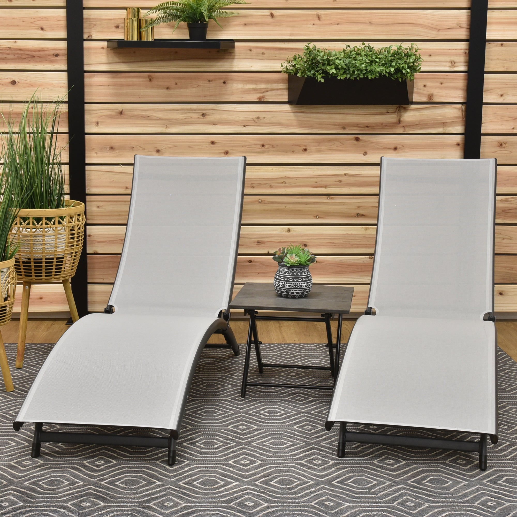 Coral Springs Phifer® & Aluminum Lounger Set (3pc) - River Pebble