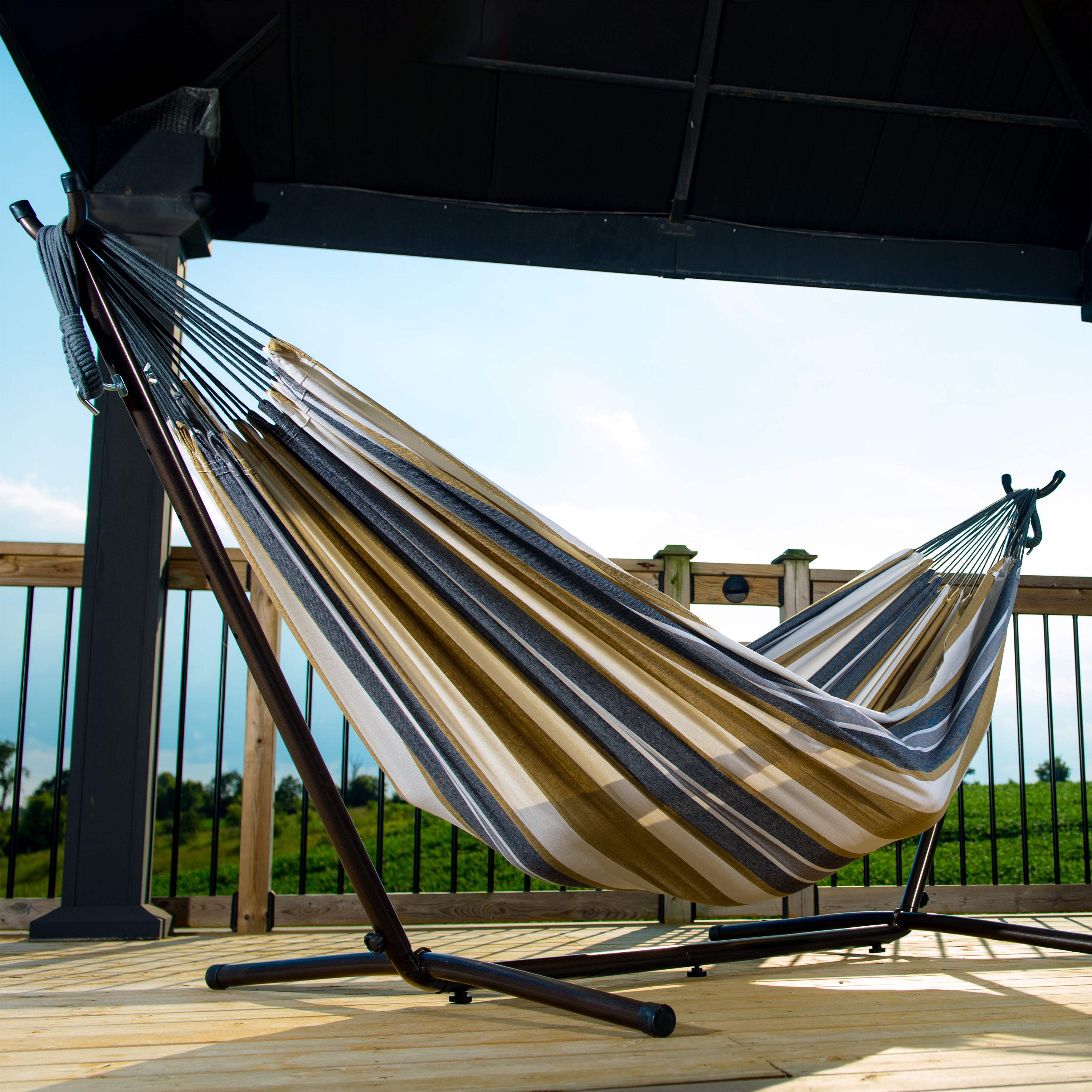 Double Cotton Hammock with Stand (9ft/280cm) - Desert Moon