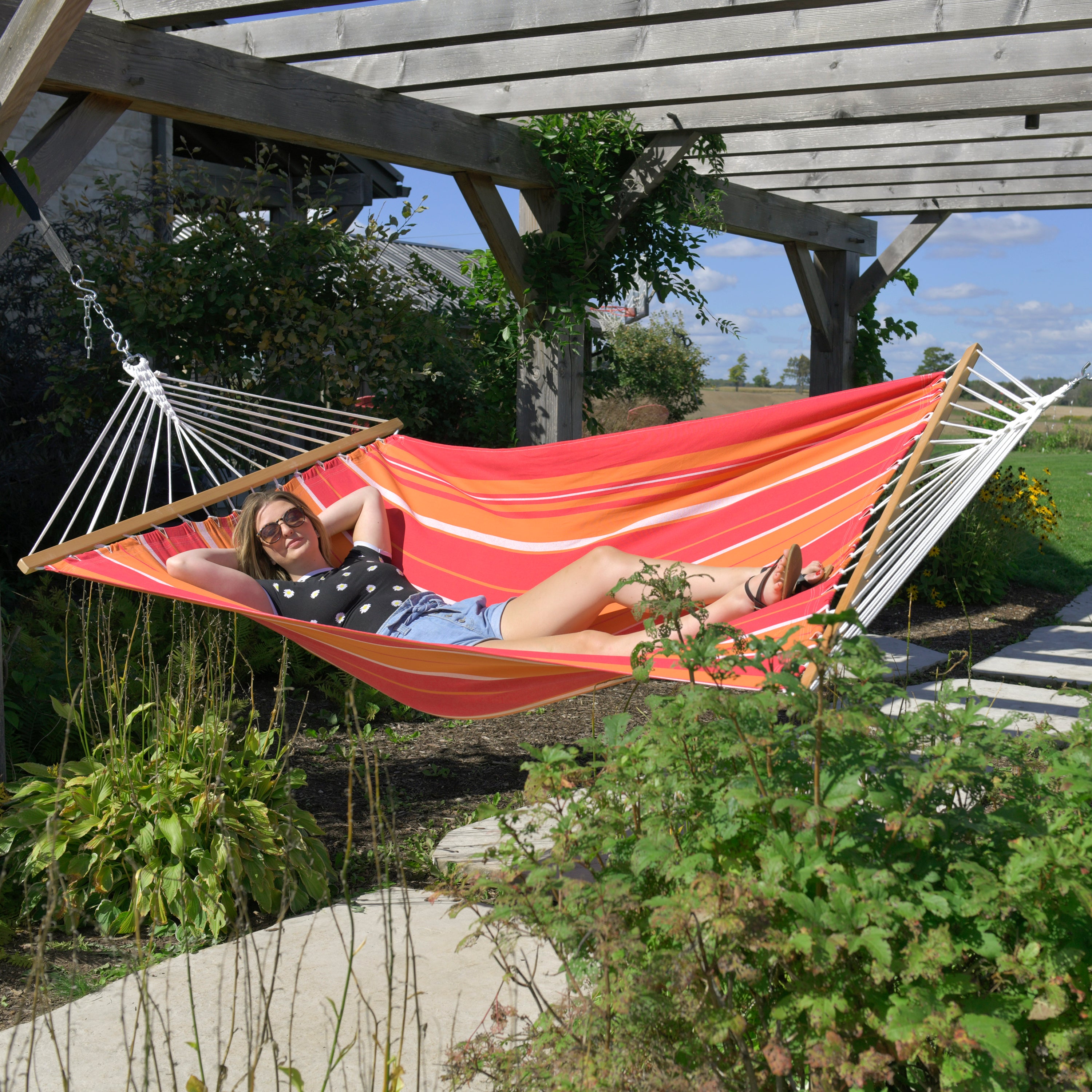 Cotton Spreader Bar Hammock - Mimosa
