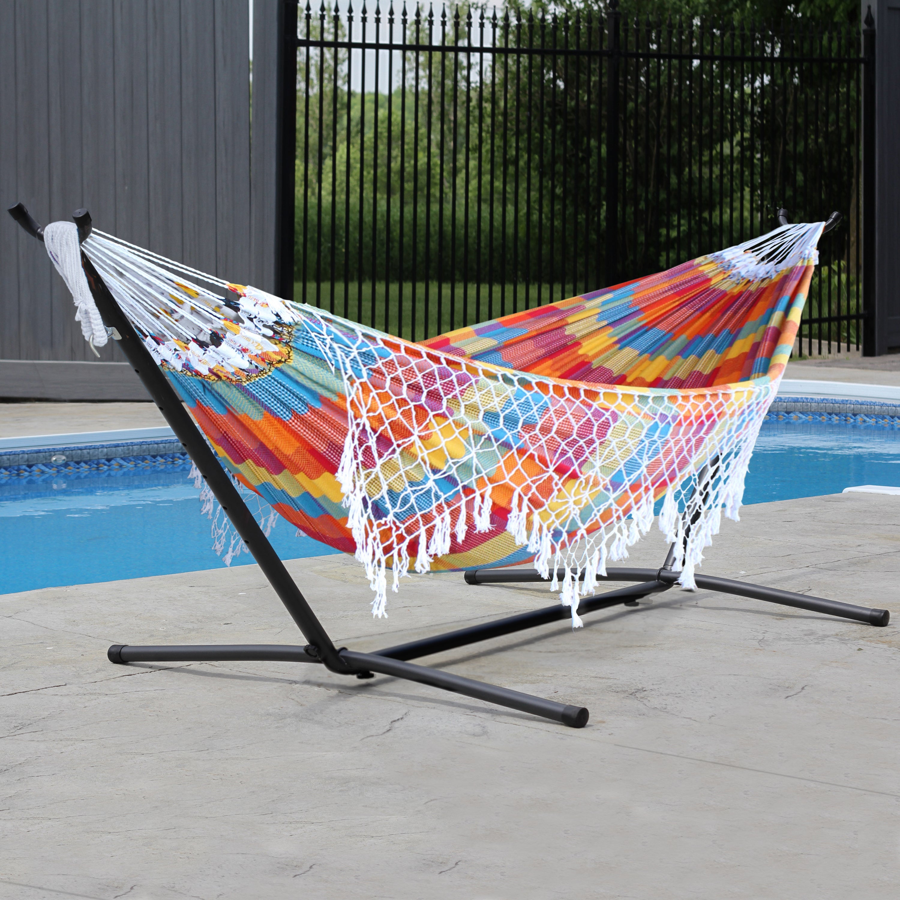 Authentic Brazilian Hammock with Stand (10ft/290cm) - Carnival
