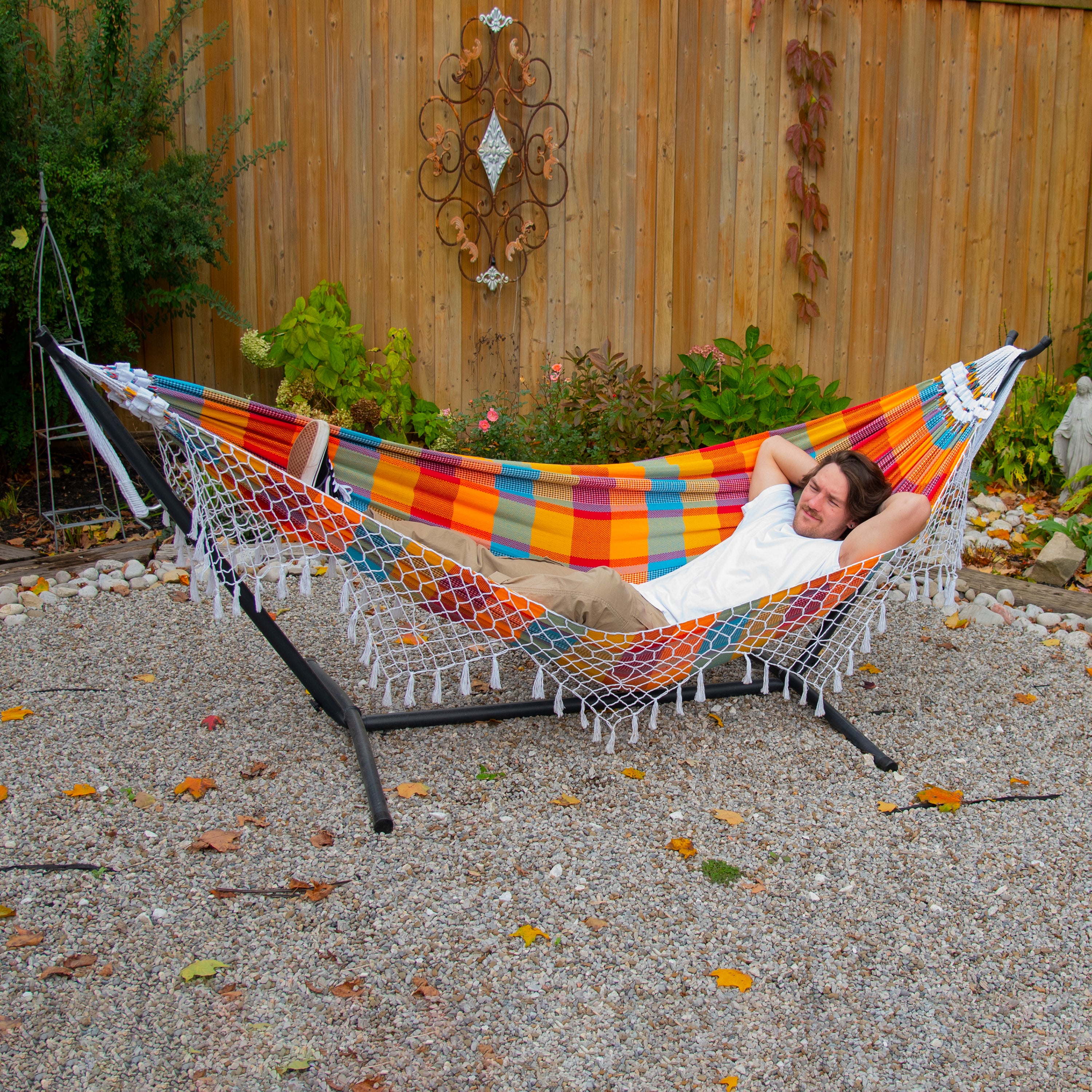 Authentic Brazilian Hammock with Stand (10ft/290cm) - Carnival