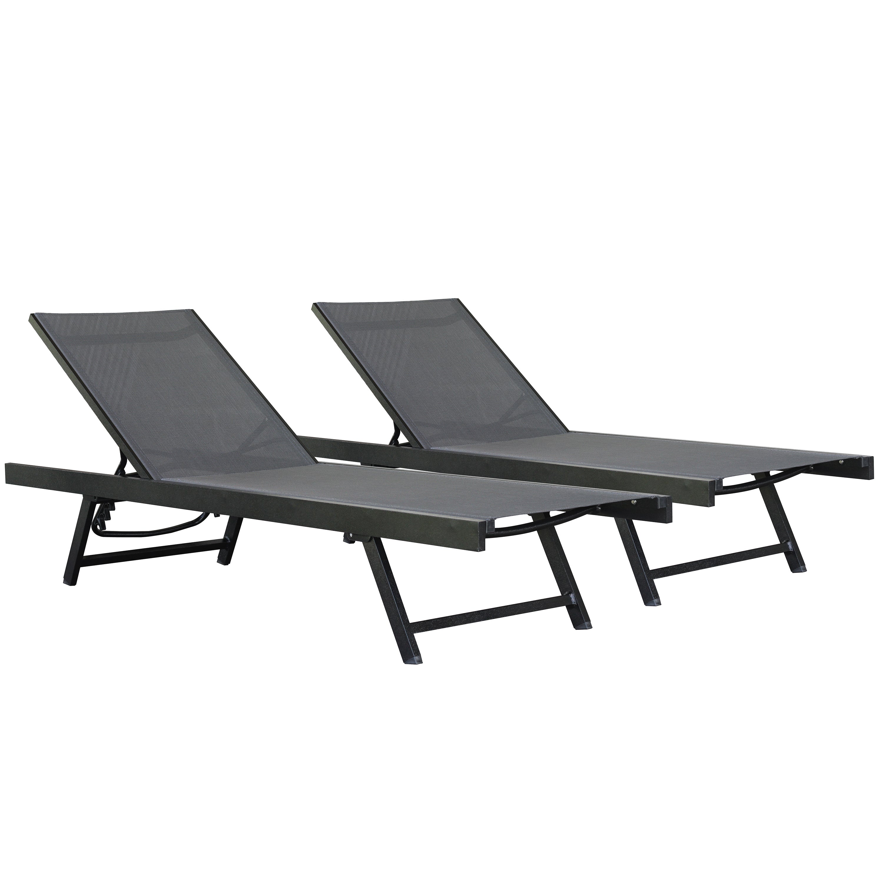 Urban Phifer® & Aluminum Lounger Set (2pc) - Black Chrome