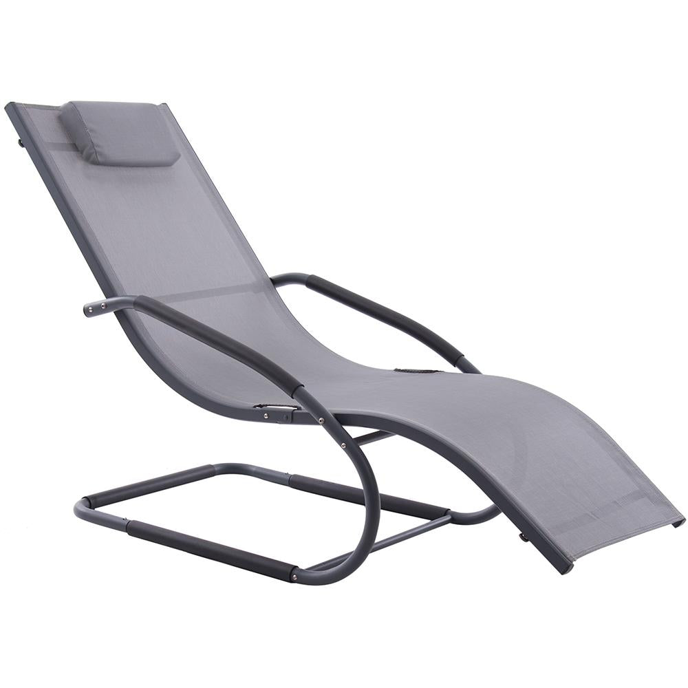 Wave Aluminum Lounger - Gray on Matte Black