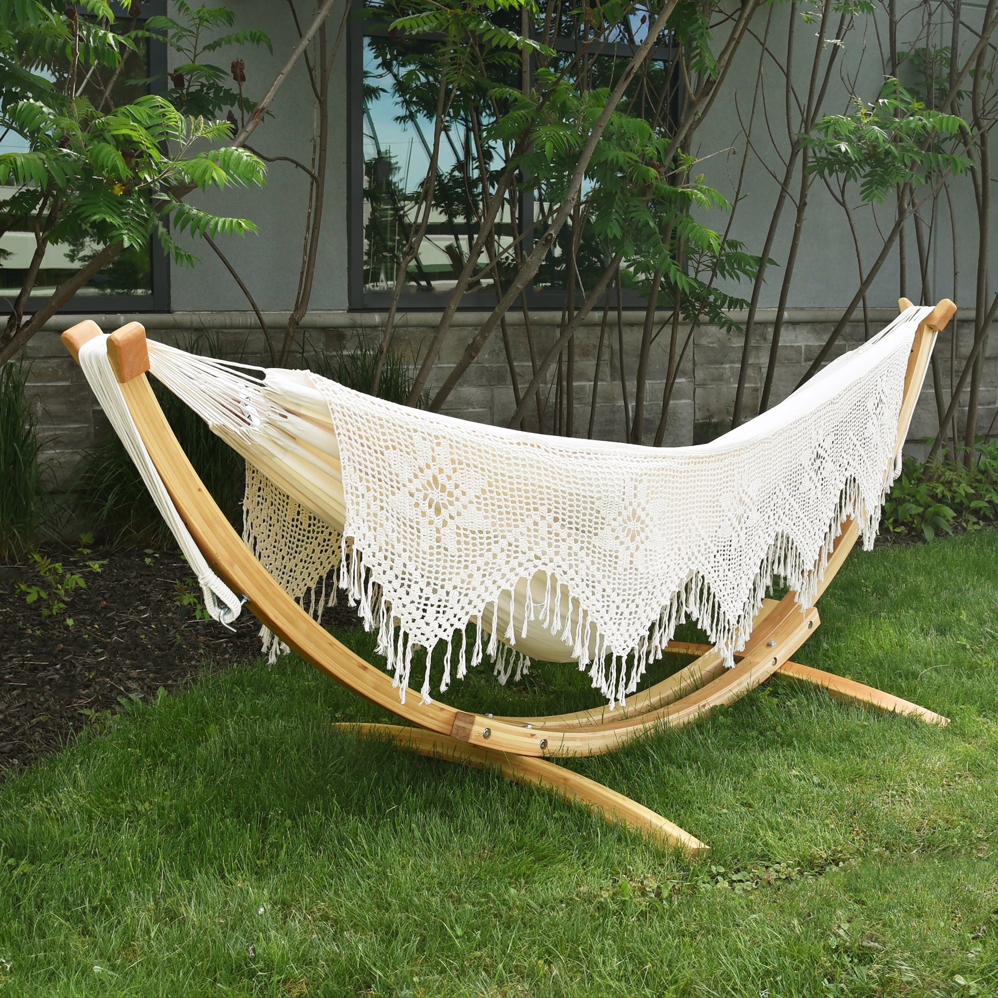 Solid Pine Arc Hammock Stand (10ft/305 cm) - Natural