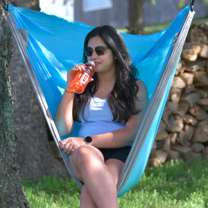 Parachute Hammock Chair - Turquoise & Grey