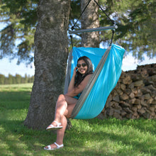 Load image into Gallery viewer, Parachute Hammock Chair - Turquoise &amp; Grey
