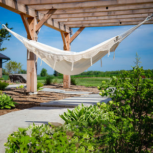 Brazilian Style Cotton Hammock - Natural with Fringe