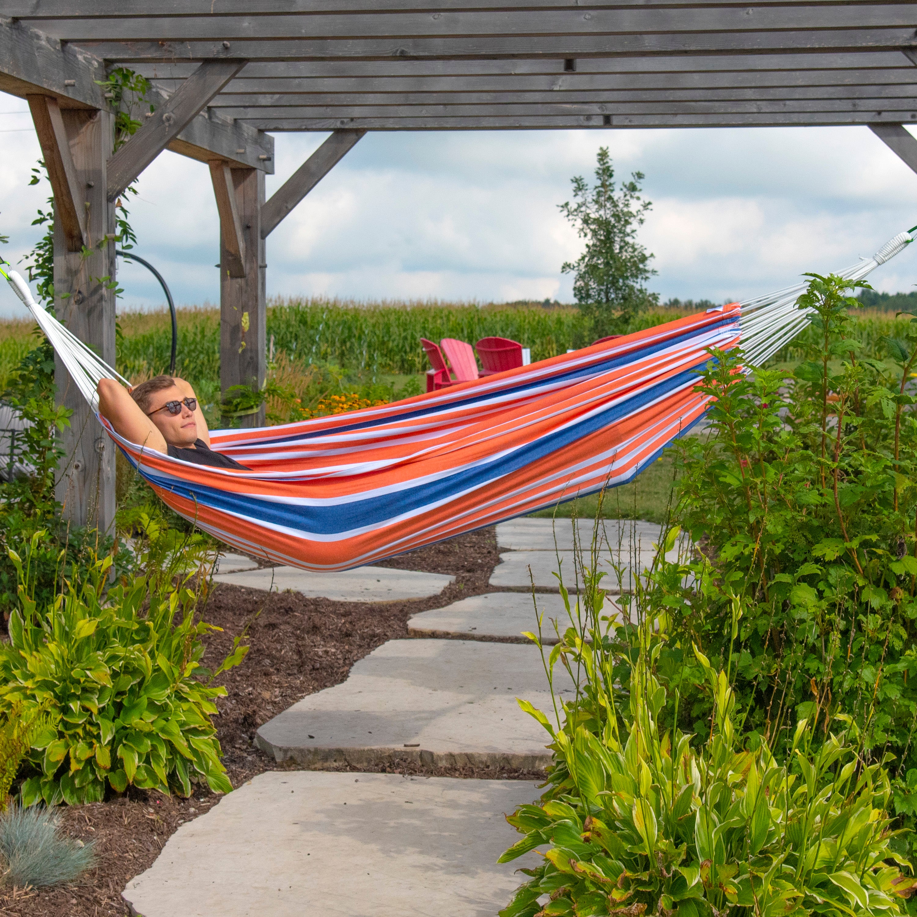 Brazilian Style Cotton Hammock - Orange Punch