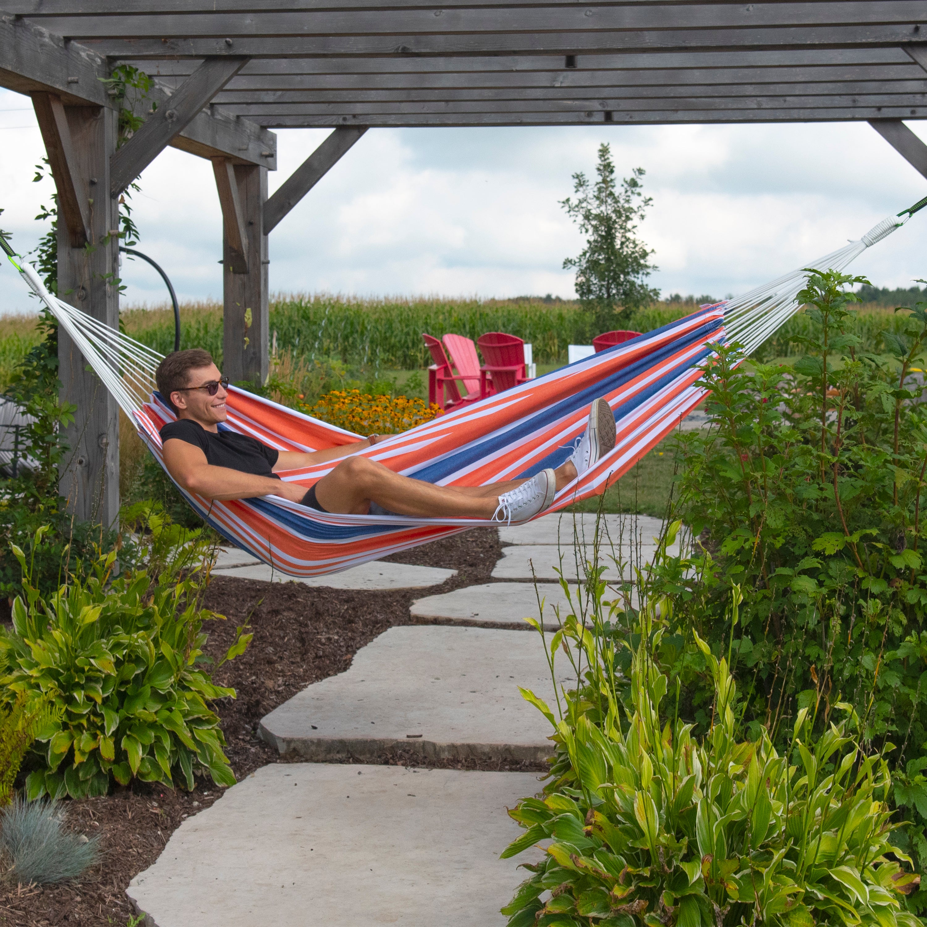 Brazilian Style Cotton Hammock - Orange Punch