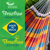 Authentic Brazilian Hammock with Stand (10ft/290cm) - Carnival