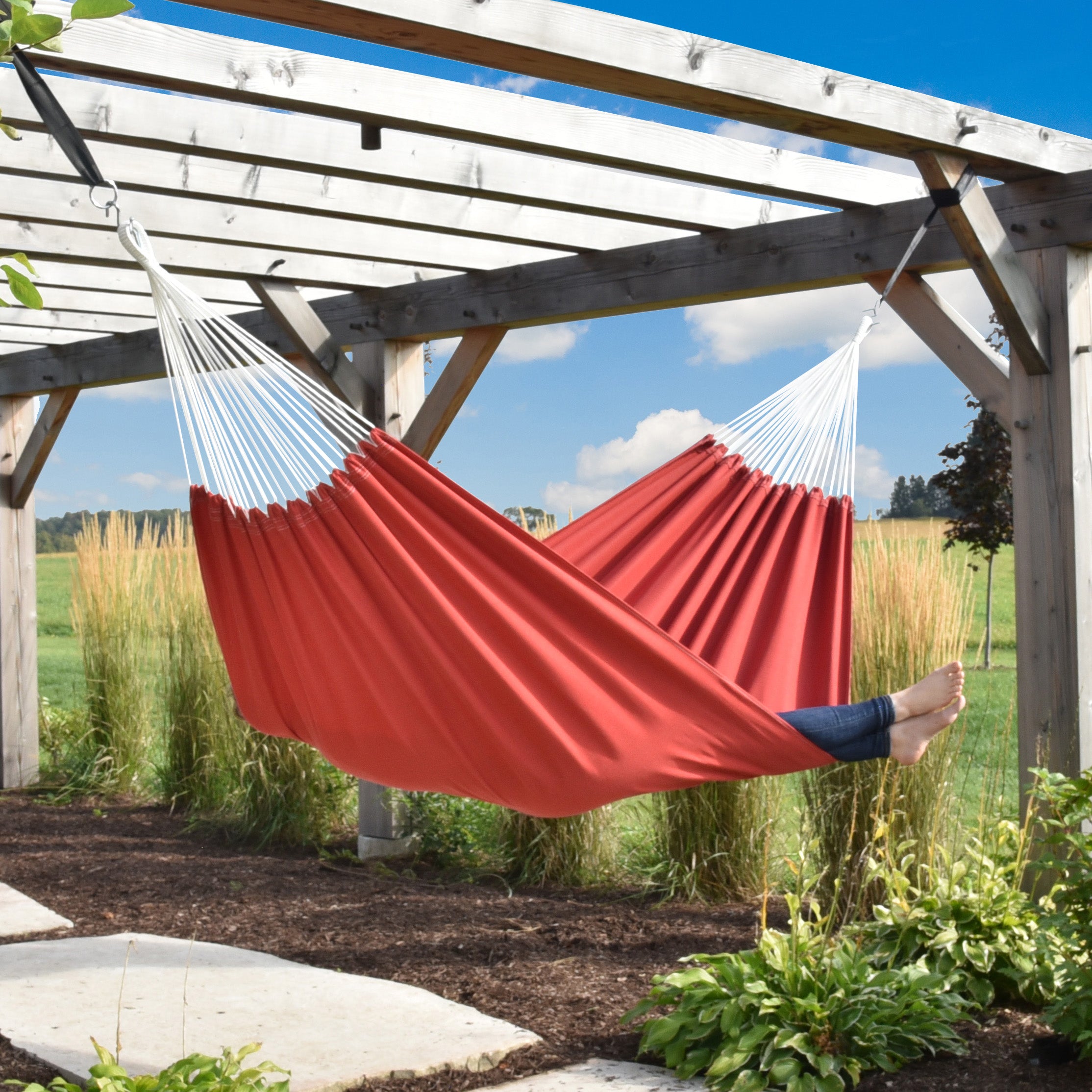 Brazilian Style Sunbrella® Hammock - Crimson