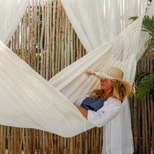 Load image into Gallery viewer, Brazilian Style Cotton Hammock - Natural with Fringe
