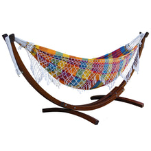 Load image into Gallery viewer, Authentic Brazilian Hammock with Solid Pine Stand (10ft/305cm) - Carnival
