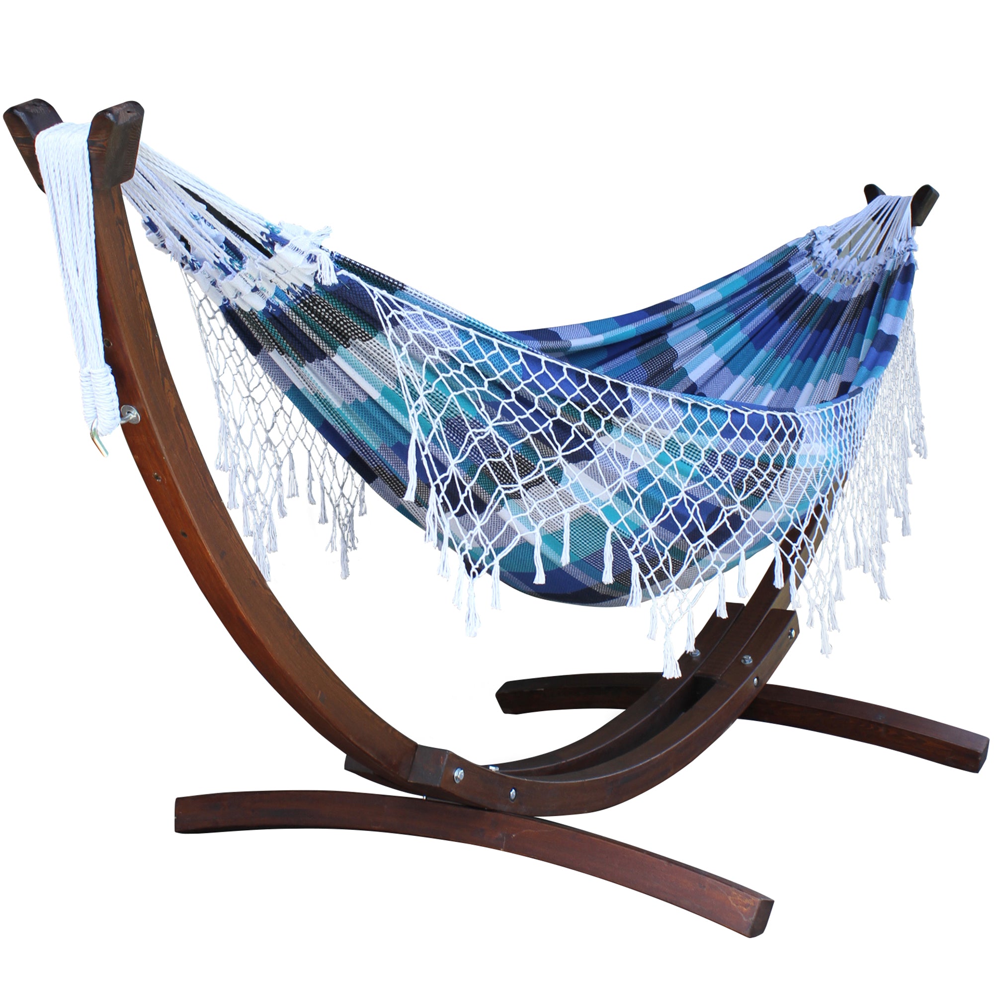 Authentic Brazilian Hammock with Solid Pine Stand (10ft/305cm) - Marina