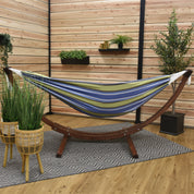 Double Cotton Hammock with Solid Pine Stand (8ft/260cm) - Oasis