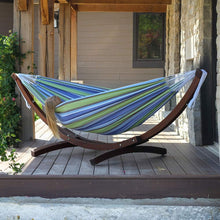 Load image into Gallery viewer, Double Cotton Hammock with Solid Pine Stand (8ft/260cm) - Oasis
