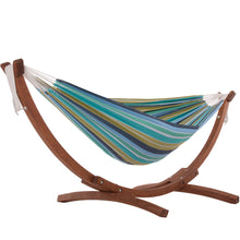 Load image into Gallery viewer, Double Cotton Hammock with Solid Pine Stand (8ft/260cm) - Cayo Reef
