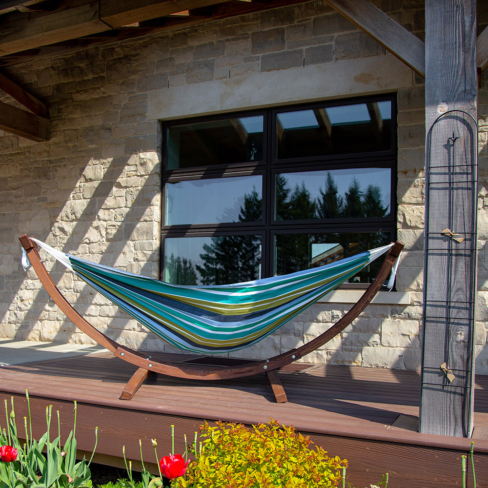 Amaca Doppia Vivere Con Supporto In Legno - Perfetta Per Giardino E Relax - Foto 7