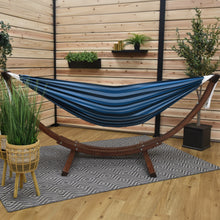 Load image into Gallery viewer, Double Cotton Hammock with Solid Pine Stand (8ft/260cm) - Blue Lagoon
