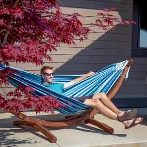 Brazilian Style Cotton Hammock - Blue Lagoon