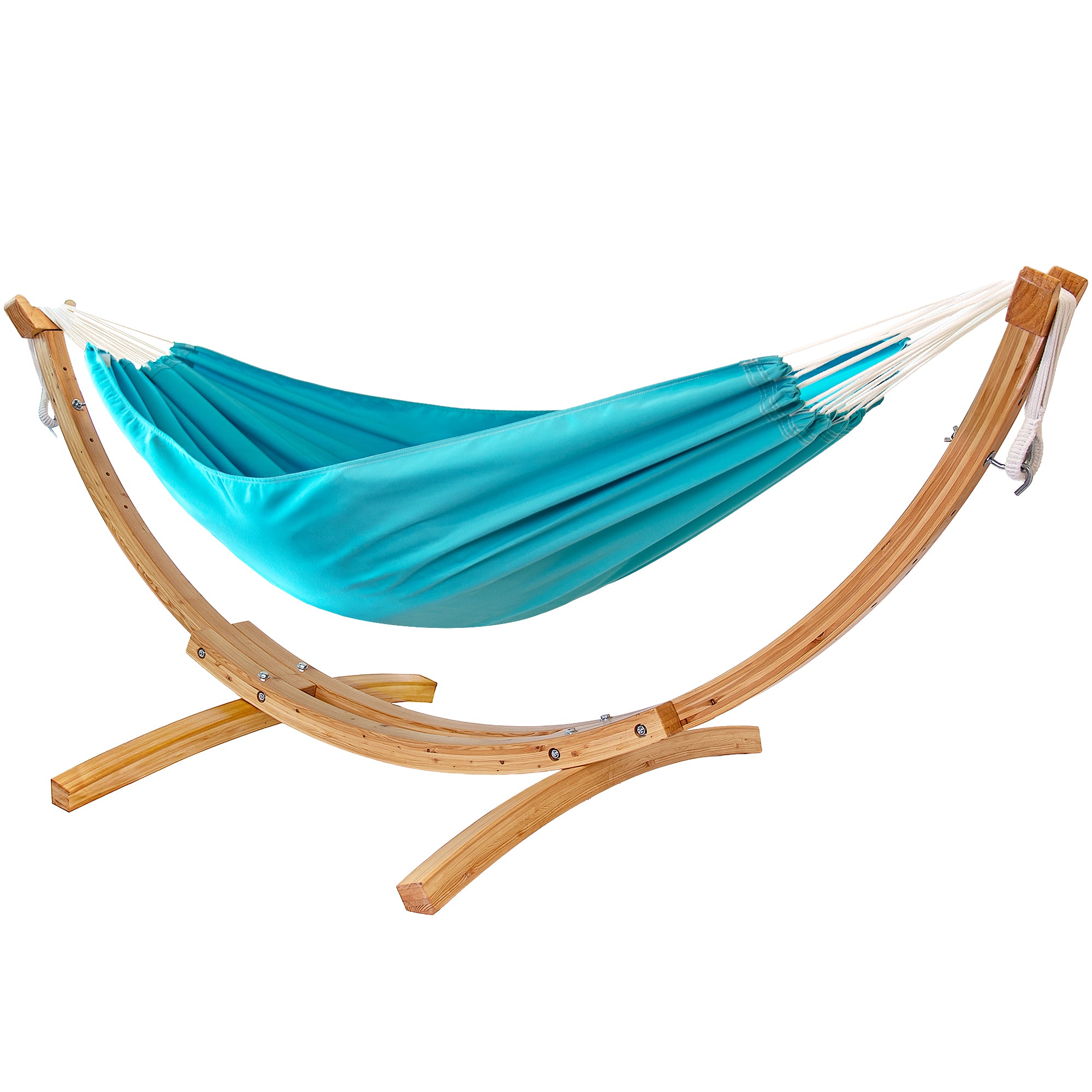 Double Sunbrella® Hammock with Solid Pine Stand (8ft/260cm) - Aruba