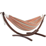 Double Sunbrella® Hammock with Solid Pine Stand (8ft/260cm) - Cameo