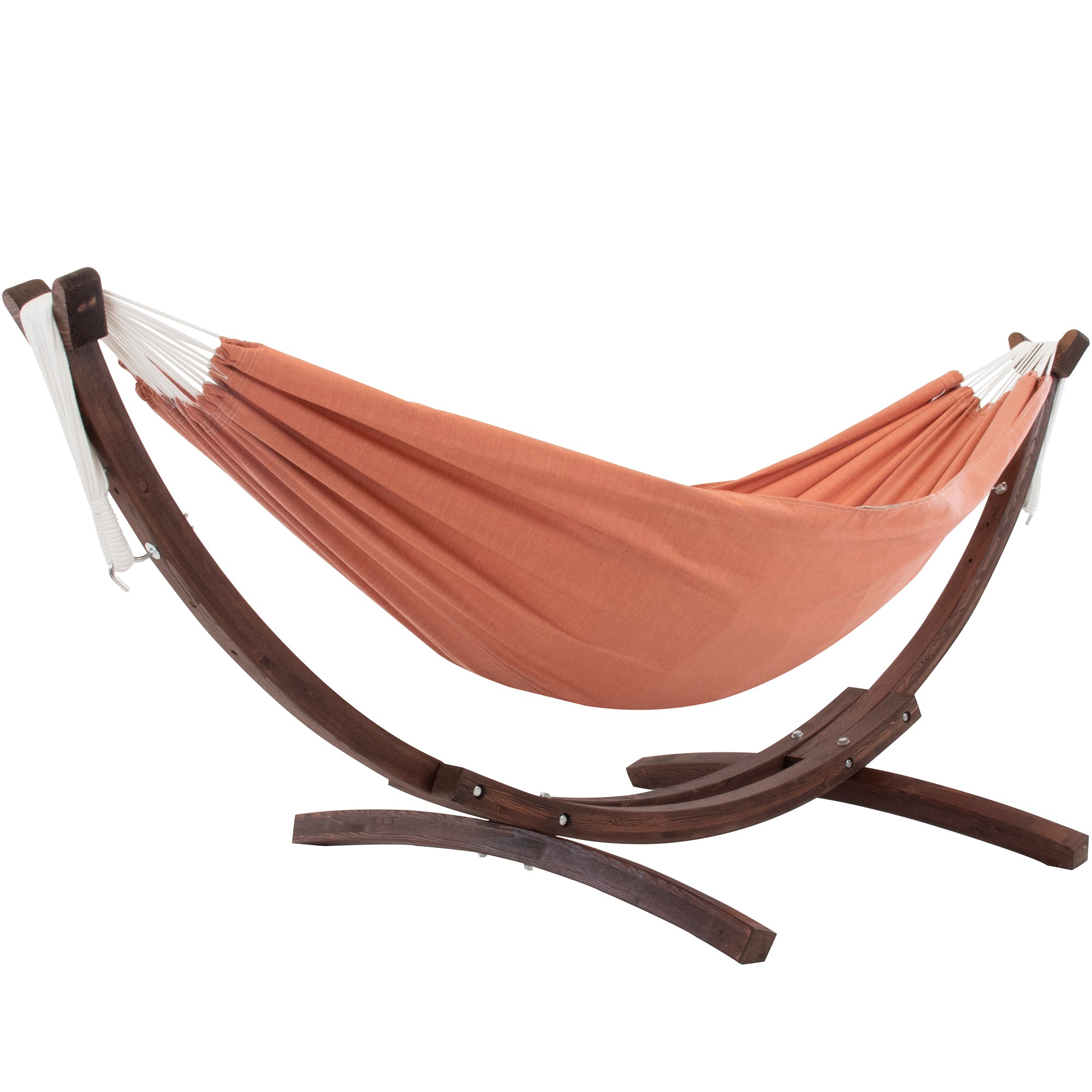 Double Sunbrella® Hammock with Solid Pine Stand (8ft/260cm) - Coral