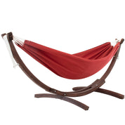 Double Sunbrella® Hammock with Solid Pine Stand (8ft/260cm) - Crimson