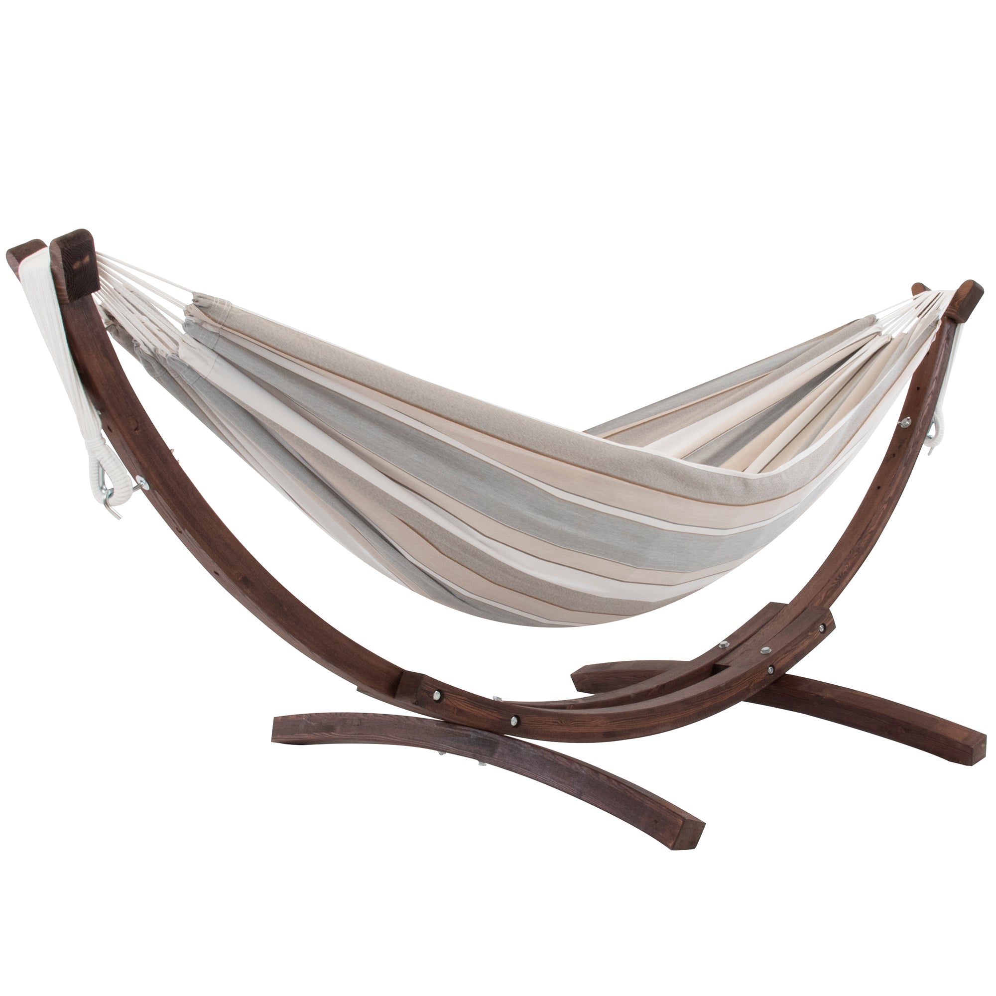 Double Sunbrella® Hammock with Solid Pine Stand (8ft/260cm) - Dove