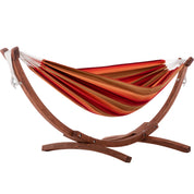 Double Sunbrella® Hammock with Solid Pine Stand (8ft/260cm) - Sunset