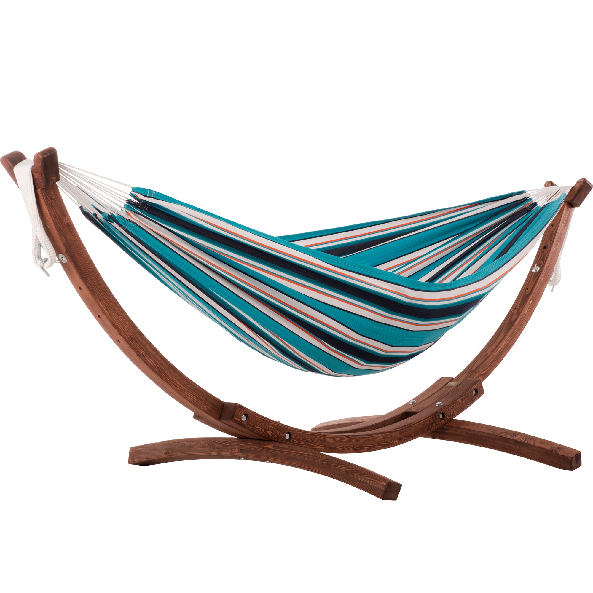 Double Sunbrella® Hammock with Solid Pine Stand (8ft/260cm) - Token Surfside