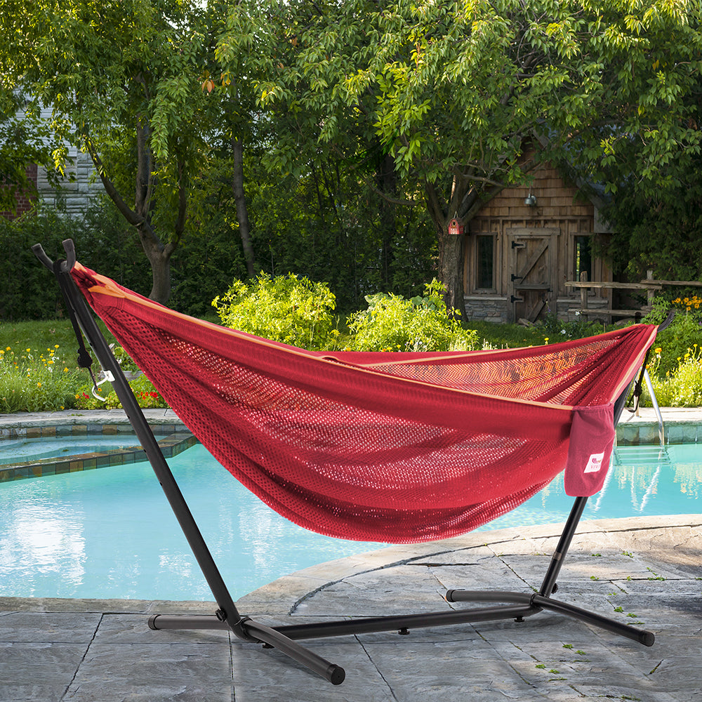 Double Mesh Hammock with Stand (9ft/280cm) - Punch & Peach