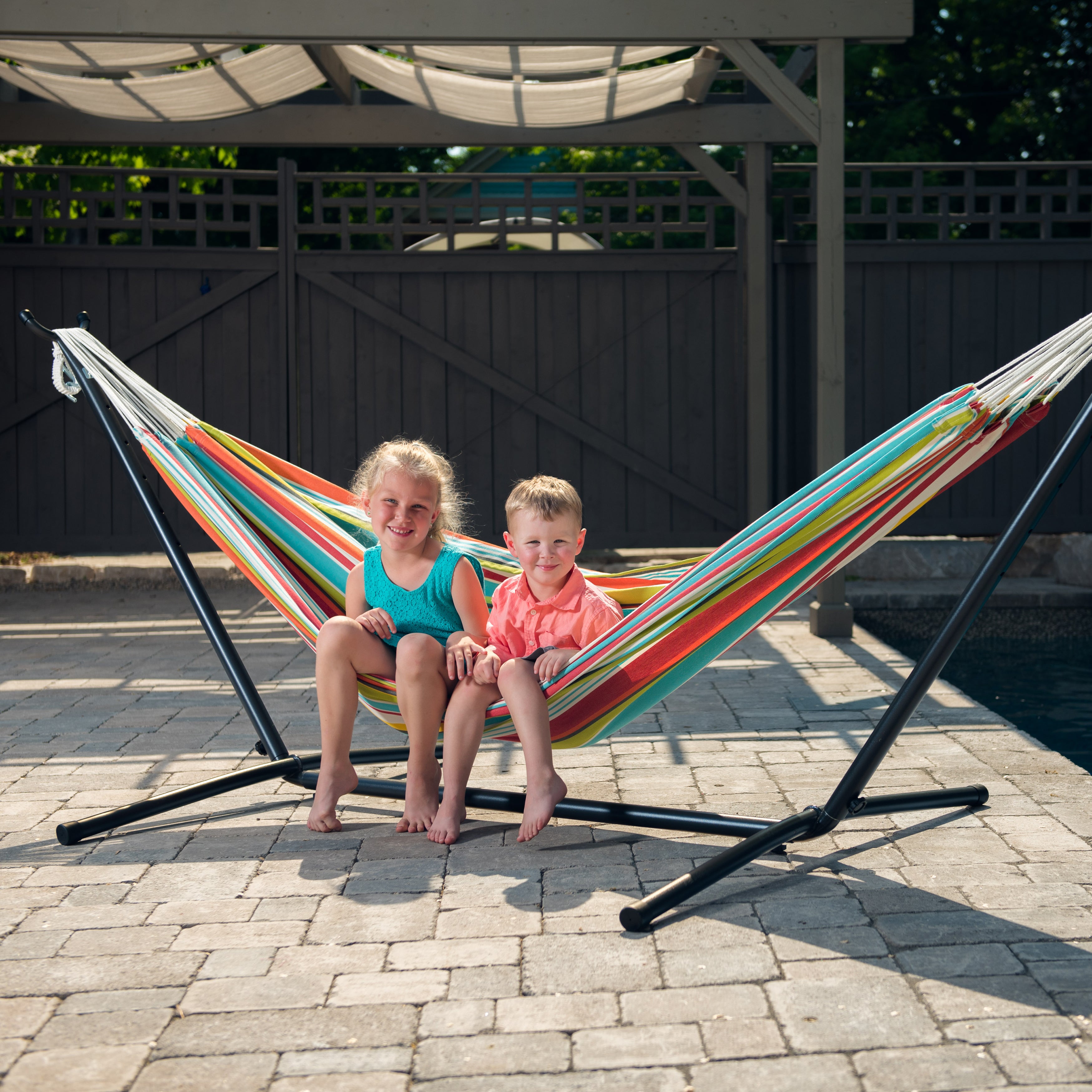 Double Polyester Hammock with Stand (9ft/280cm) - Ciao – Vivere USA