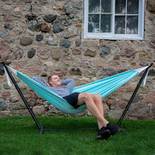 Load image into Gallery viewer, Double Polyester Hammock with Stand (9ft/280cm) - Aqua
