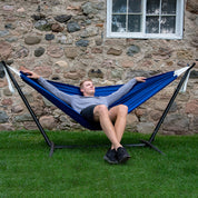 Double Polyester Hammock with Stand (9ft/280cm) - Royal Blue