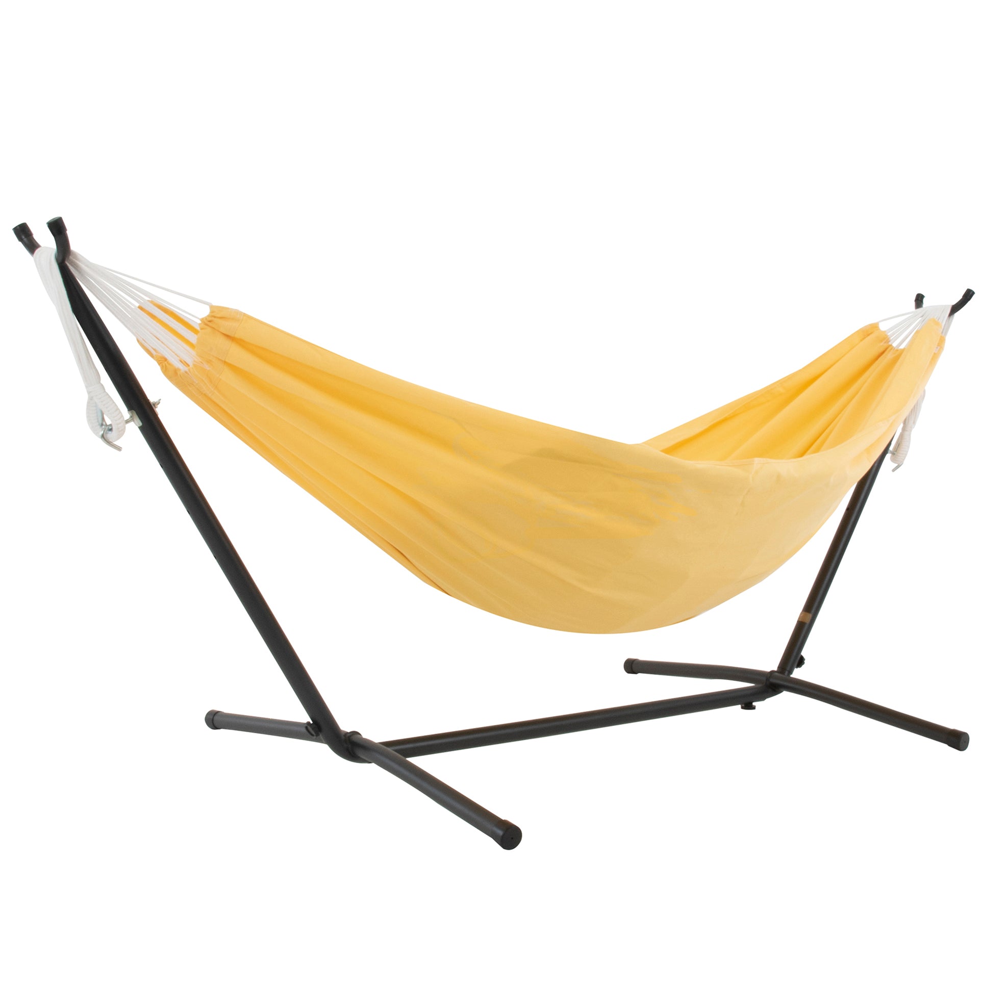 Double Polyester Hammock with Stand (9ft/280cm) - Yellow