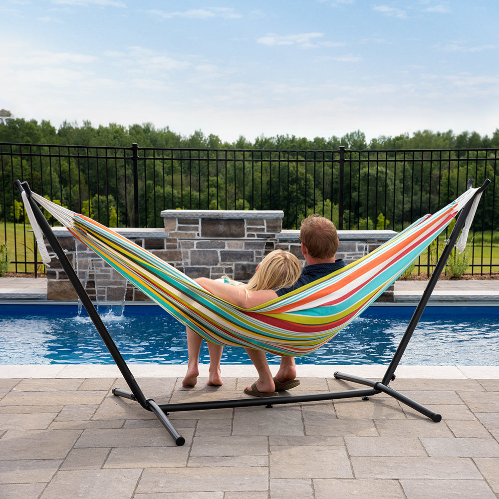 Double Polyester Hammock with Stand (9ft/280cm)