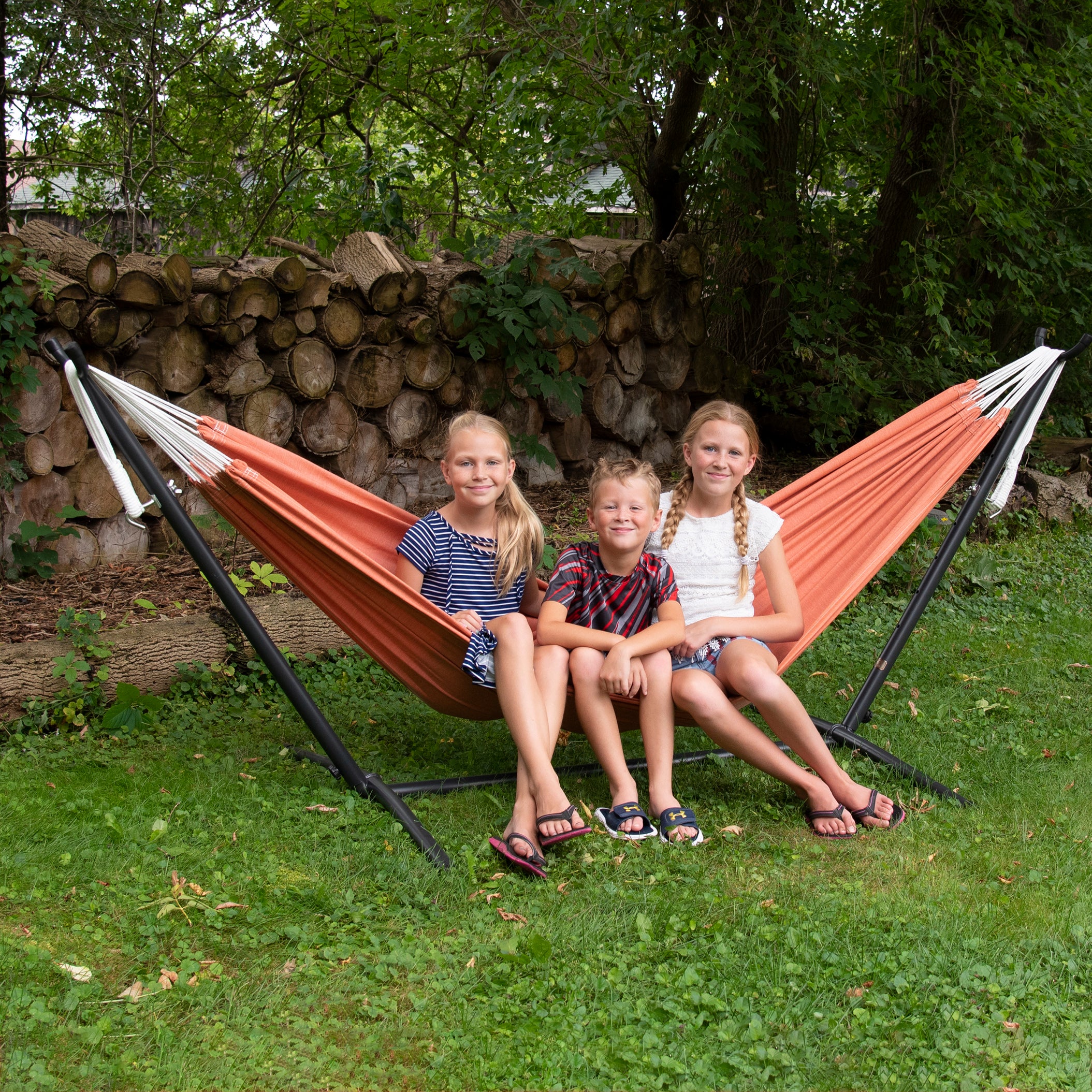 Double Sunbrella® Hammock with Stand (9ft/280cm) - Coral