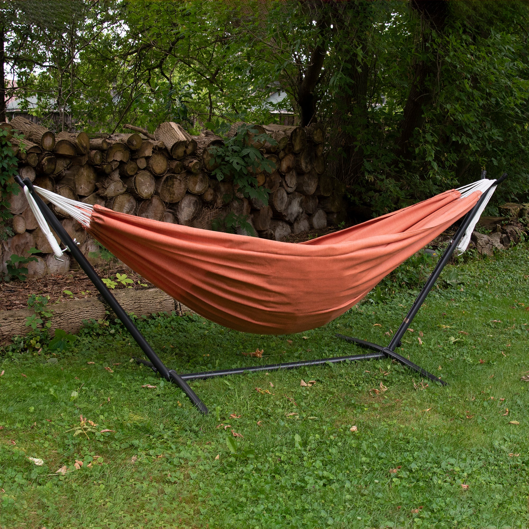 Double Sunbrella® Hammock with Stand (9ft/280cm) - Coral