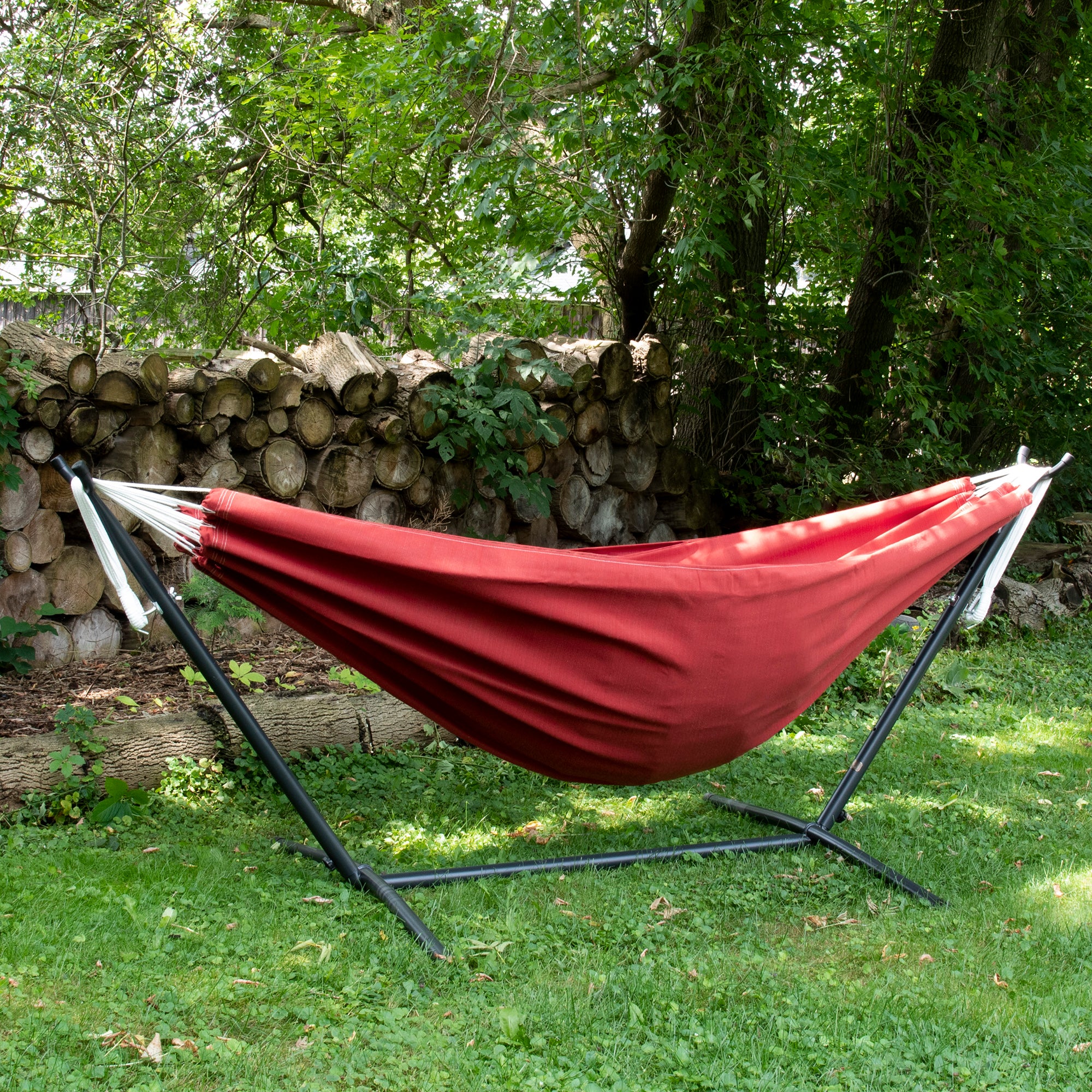 Double Sunbrella® Hammock with Stand (9ft/280cm) - Crimson