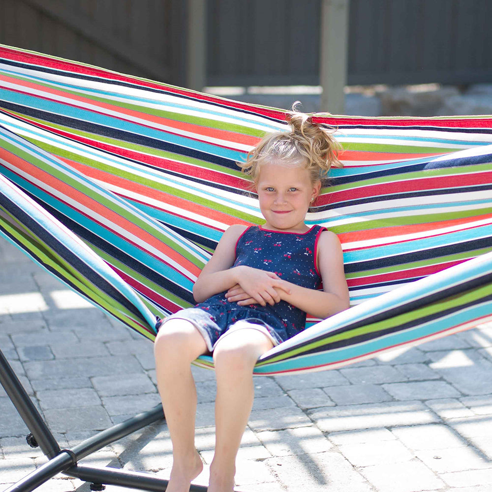 Double Sunbrella® Hammock with Stand (9ft/280cm) - Confetti