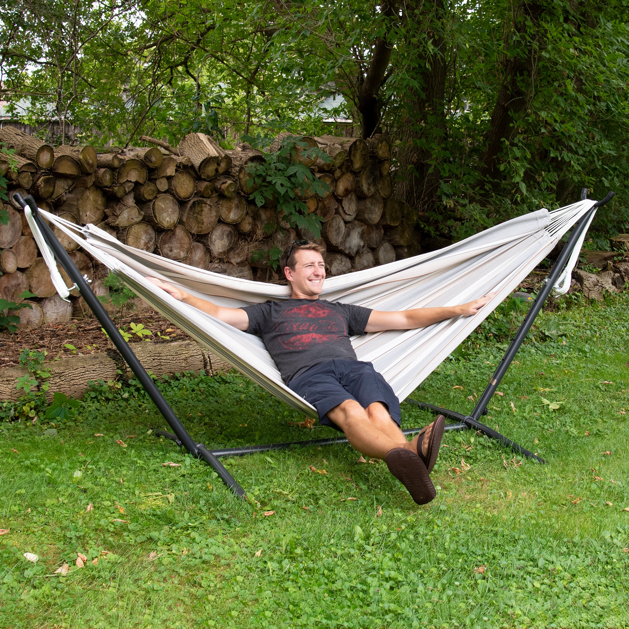 Double Sunbrella® Hammock with Stand (9ft/280cm) - Dove