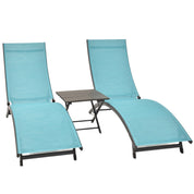 Coral Springs Phifer® & Aluminum Lounger Set (3pc) - Blue Hawaii