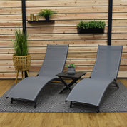 Coral Springs Phifer® & Aluminum Lounger Set (3pc) - Grey on Matte Black