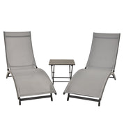 Coral Springs Phifer® & Aluminum Lounger Set (3pc) - Grey on Matte Black