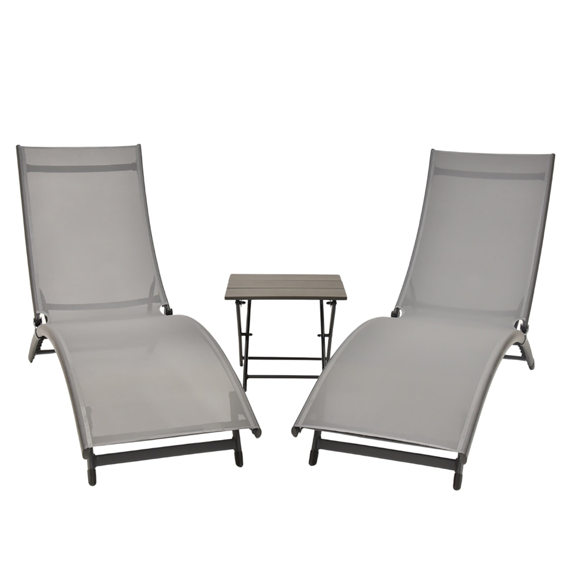 Coral Springs Phifer® & Aluminum Lounger Set (3pc) - Gray on Matte Black