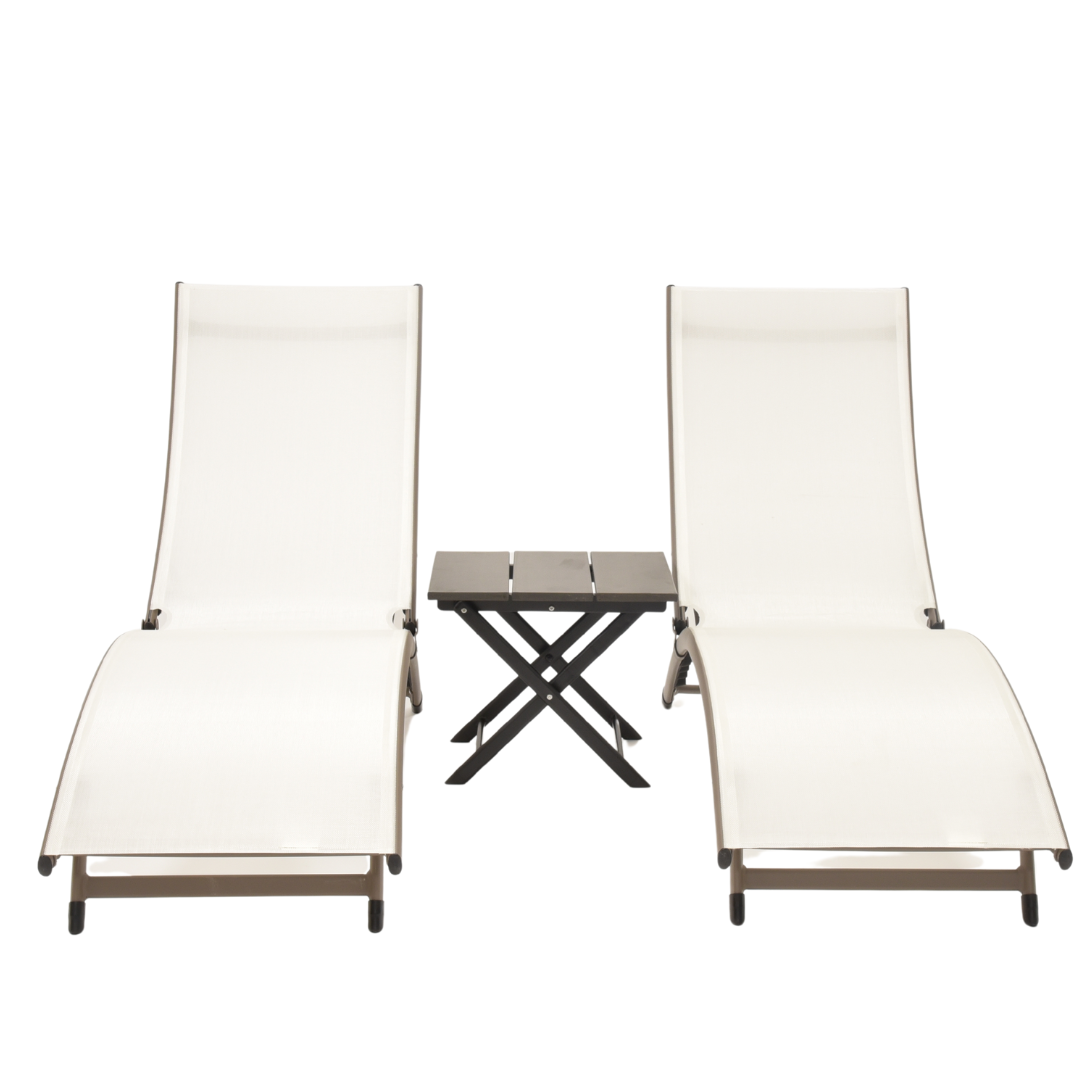 Coral Springs Phifer® & Aluminum Lounger Set (3pc) - Pearl