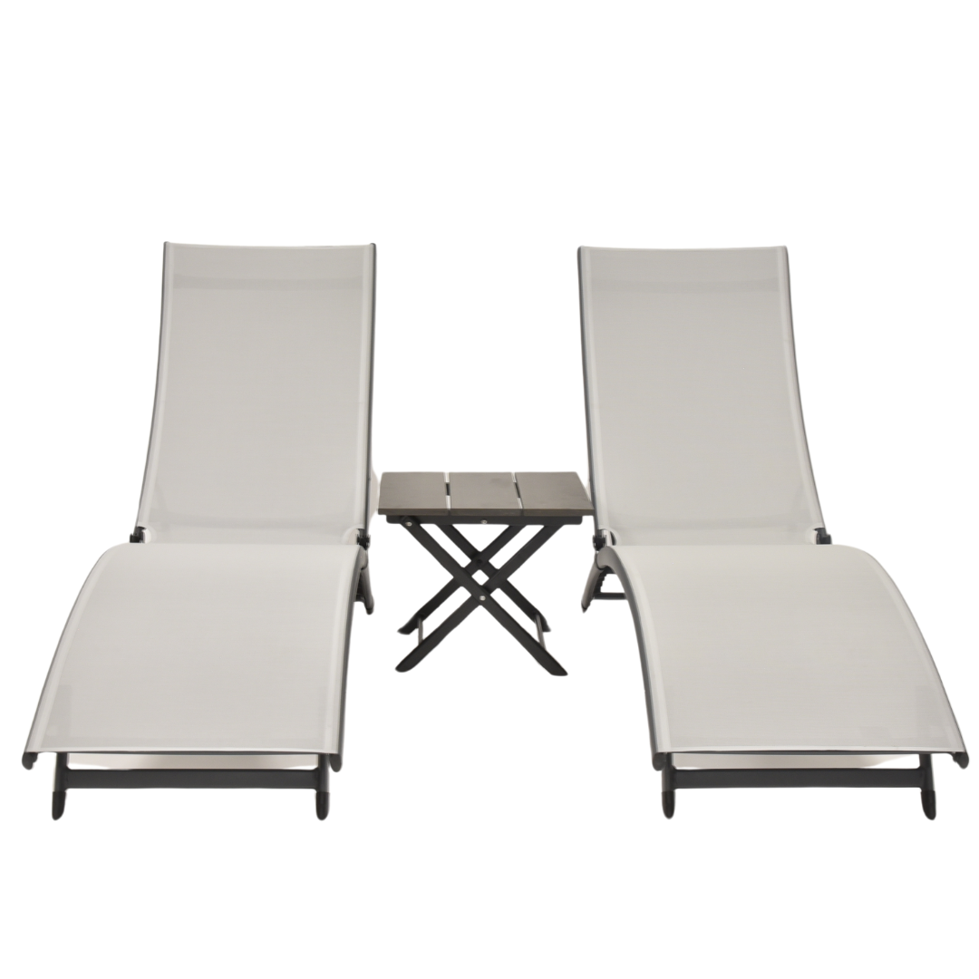 Coral Springs Phifer® & Aluminum Lounger Set (3pc) - River Pebble