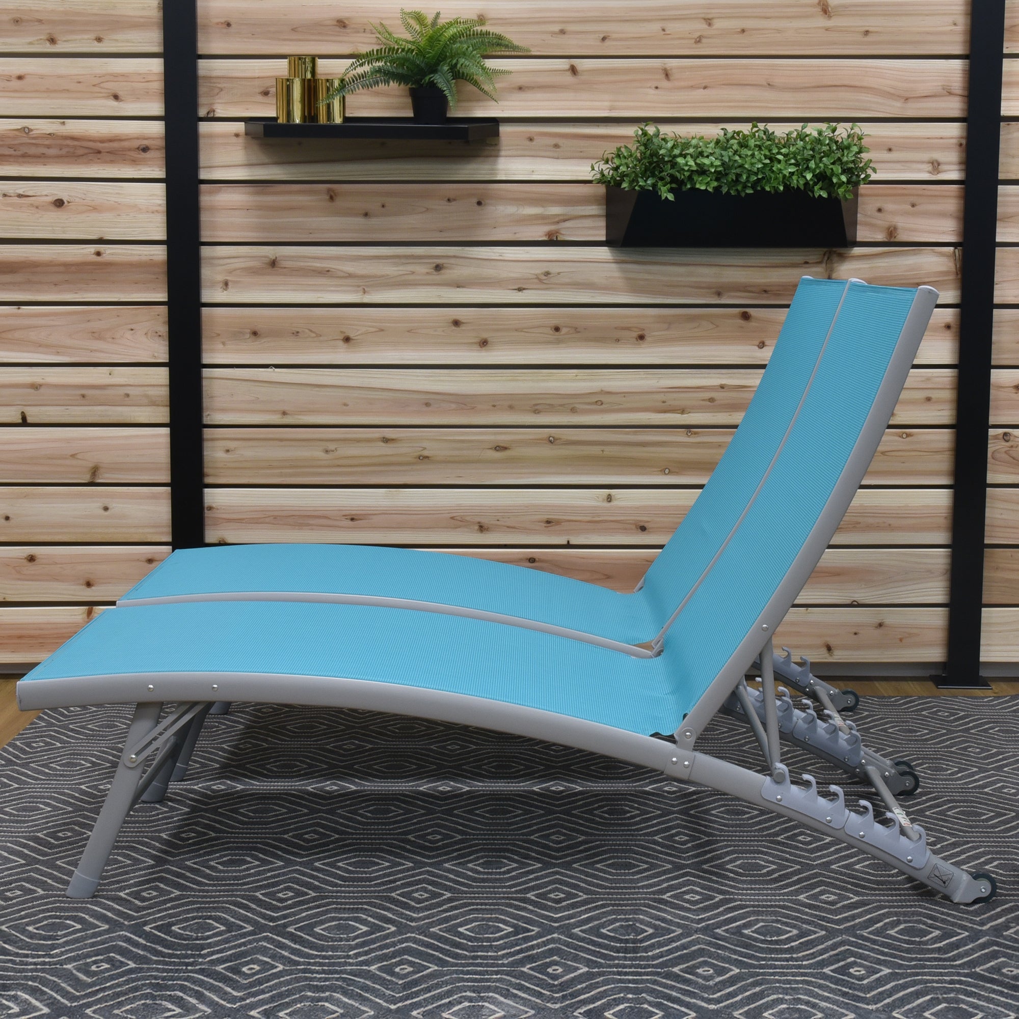 Clearwater Phifer® & Aluminum Lounger Set (2pc) - Blue Hawaii